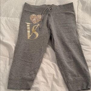Victoria's Secret Gray Joggers with Gold Heart